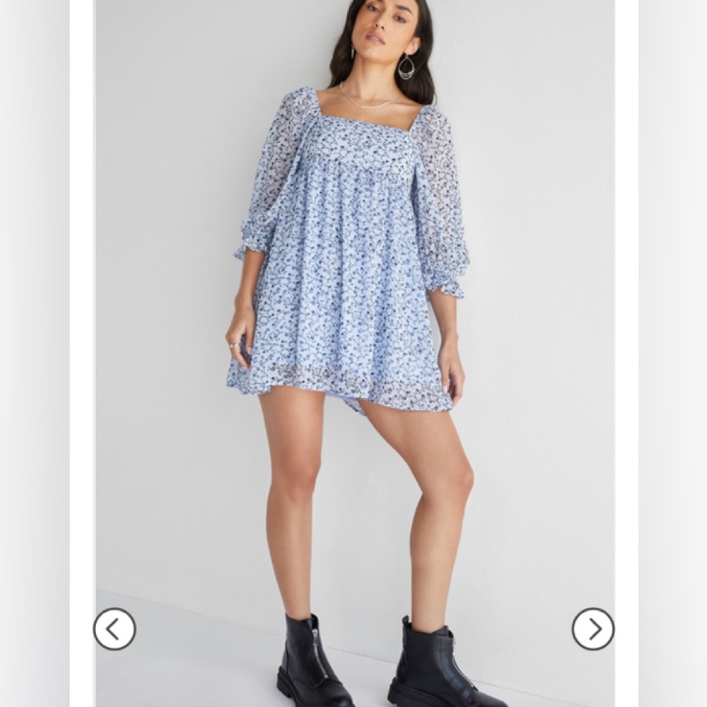 Marie Floral Babydoll Square Neck Dress
